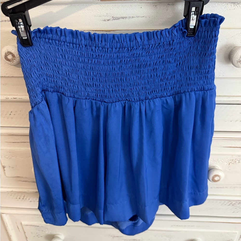 Blue Smocked Waist Skirt